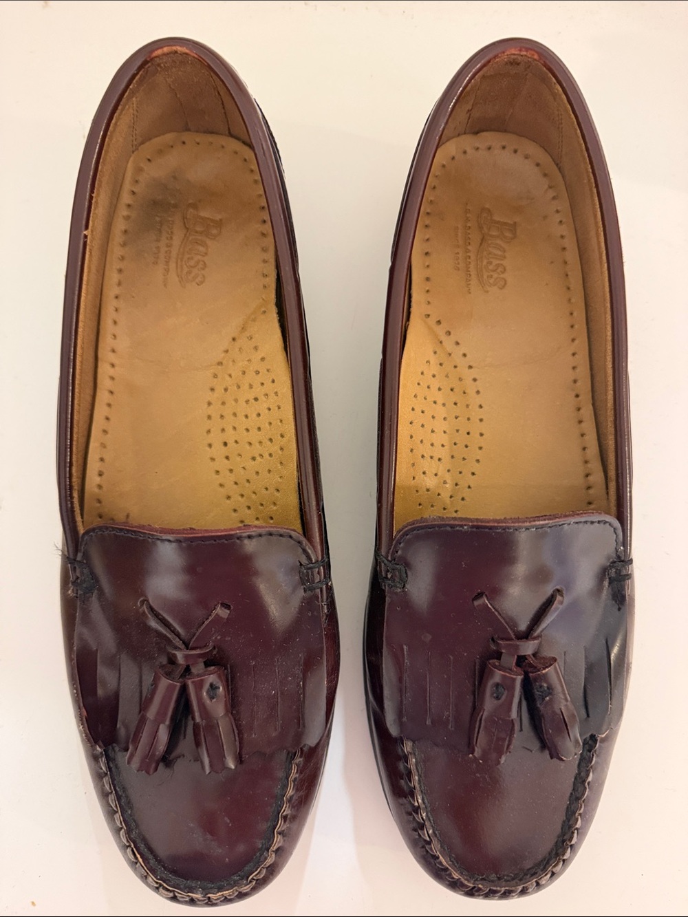 Bass Men's Tassel Loafers in Burgundy Leather